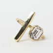 Bronze Asymmetric Ring with Crystal Accent