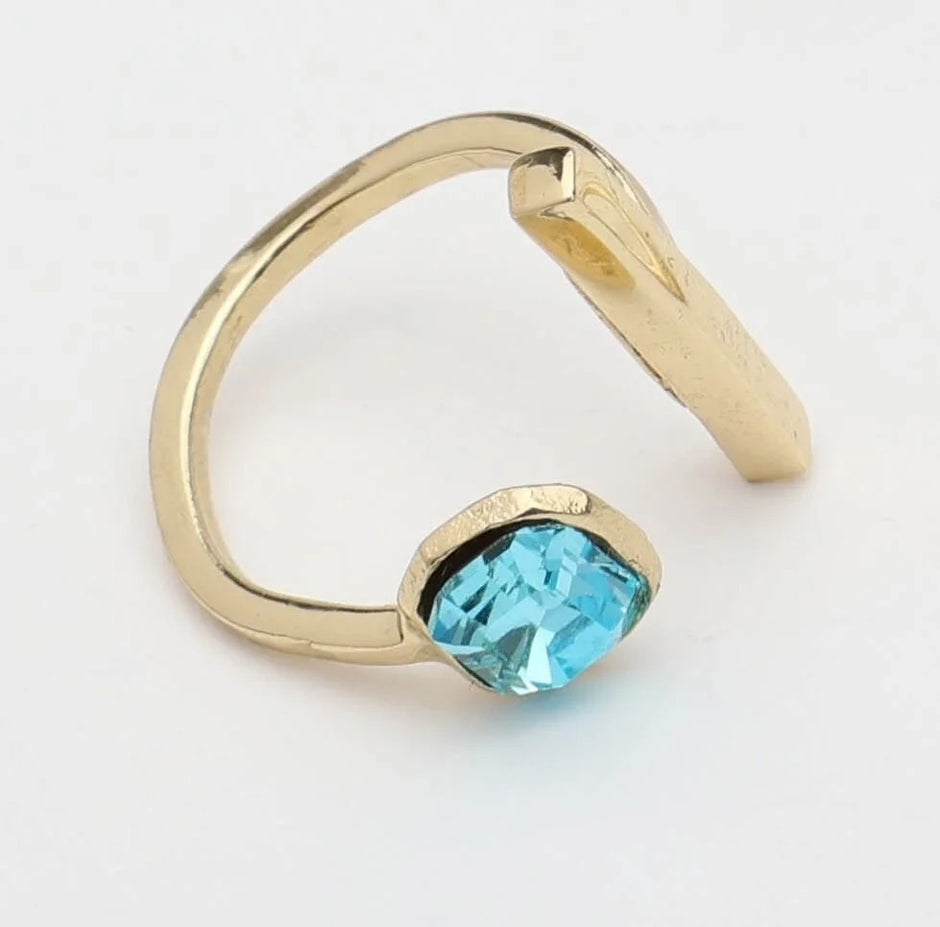 Bronze Asymmetric Ring with Crystal Accent