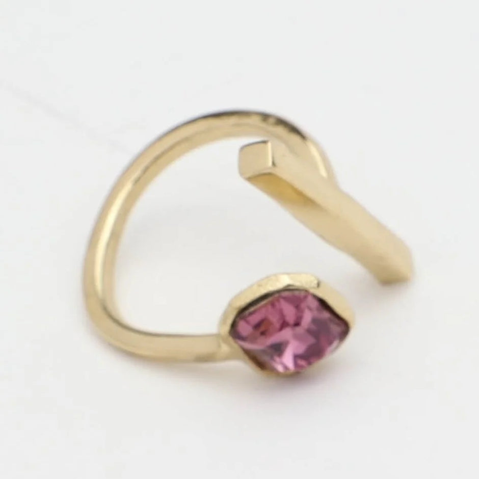 Bronze Asymmetric Ring with Crystal Accent