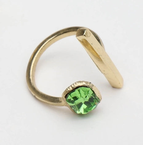 Bronze Asymmetric Ring with Crystal Accent