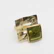 Mist Bronze Ring with Textured Plate and Resin Gem – Violet or Green