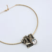 Bronze Choker Necklace with White Crystal and Black Oxidation