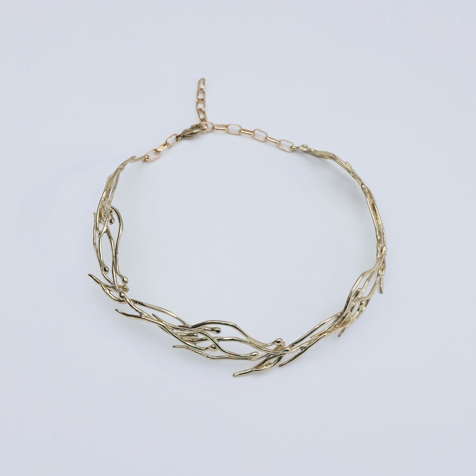 Foggy Lace Sculptural Gold-Tone Necklace