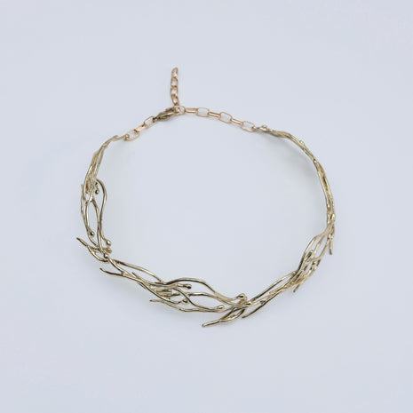 Foggy Lace Sculptural Gold-Tone Necklace