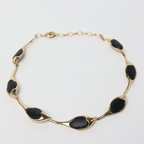 Cocoon Bronze Necklace with Black Resin