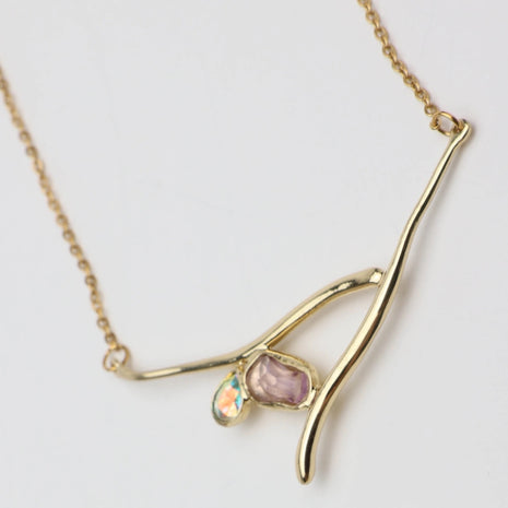 Flow Sculptural Resin and Crystal Necklace