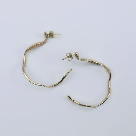 Air Hoop Sculptural Gold-Finish Earrings
