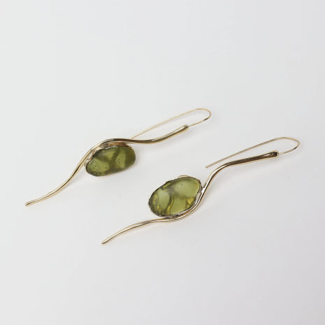 Bronze Long Earrings with Cocoon Resin Detail