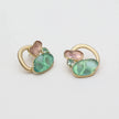 Bronze Stud Earrings with Aqua & Violet Resin