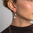 Creamrose Light Pearl & Velvet Crystal Brass Earrings