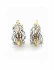 Pair of silver and gold earrings on a white background