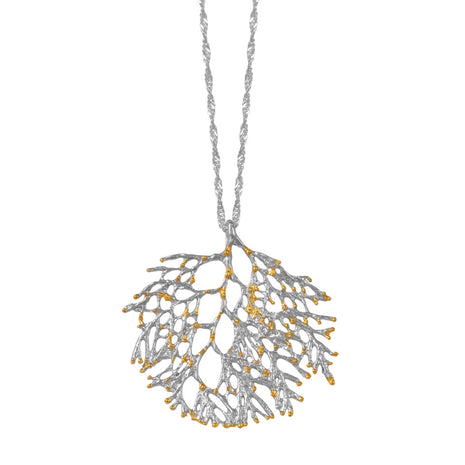 Sterling Silver Branch Pendant Necklace with Silver and Gold Plating