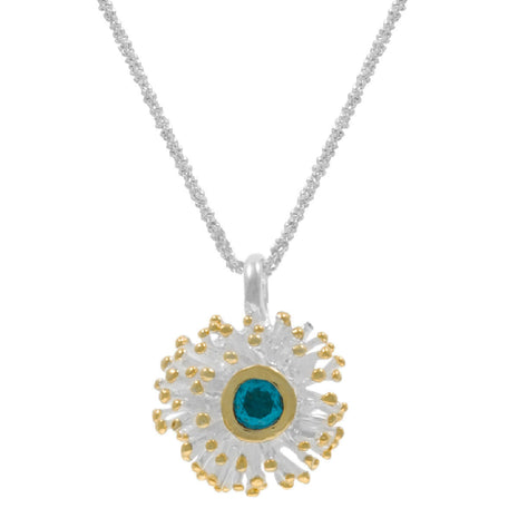Sterling Silver Necklace with Swiss Blue Topaz