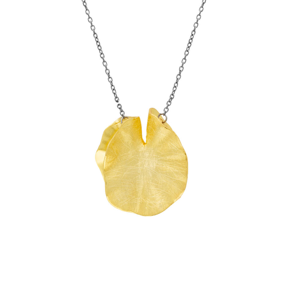 Sterling Silver Leaf-Inspired Pendant Necklace with Gold Plating
