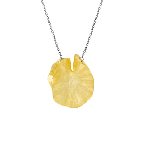 Sterling Silver Leaf-Inspired Pendant Necklace with Gold Plating