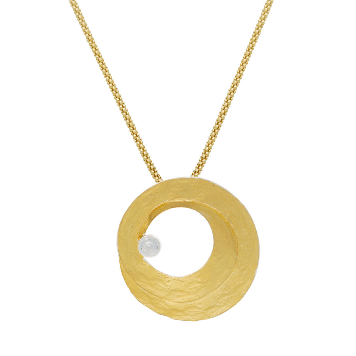 Gold-Plated Silver Necklace with White Zircon