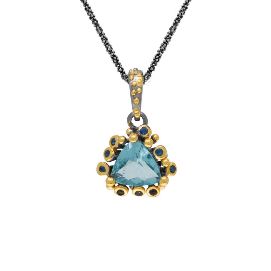 Sterling Silver Necklace with Swiss Blue & London Blue Topaz