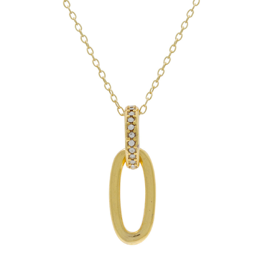 Gold-Plated Sterling Silver Necklace with White Zircon
