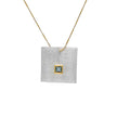 Swiss Blue Topaz Sterling Silver Square Pendant Necklace — Silver & Gold Plated