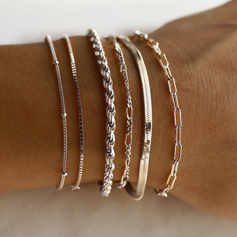 Gold-Plated Chain Bracelet Set in Bronze