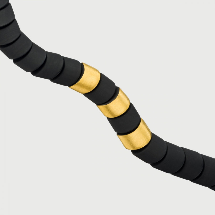 Black Onyx Necklace with Matte 24K Gold Elements