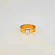 Gold-Plated Stainless Steel Ring with Heart-Shaped Zircon