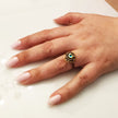 Sterling Silver Ring with Black and Gold Plating and Swiss Blue Topaz