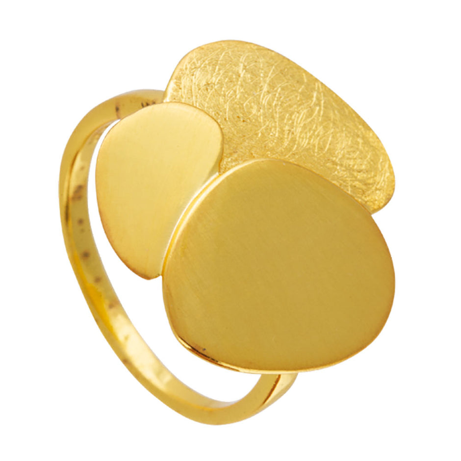 Sterling Silver Sculptural Ring with Gold Plating