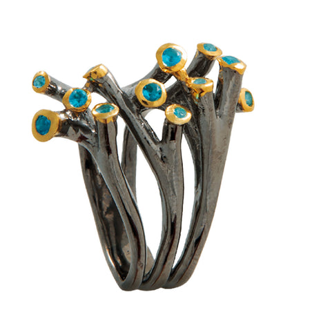 Sterling Silver Organic Ring with Swiss Blue Topaz