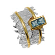 Sterling Silver Branch-Inspired Ring with Swiss Blue Topaz