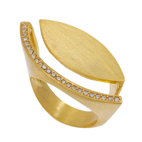 Sterling Silver Spiral Ring with Gold Plating and Zircon