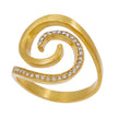 Sterling Silver Spiral Ring with Gold Plating and Zircon