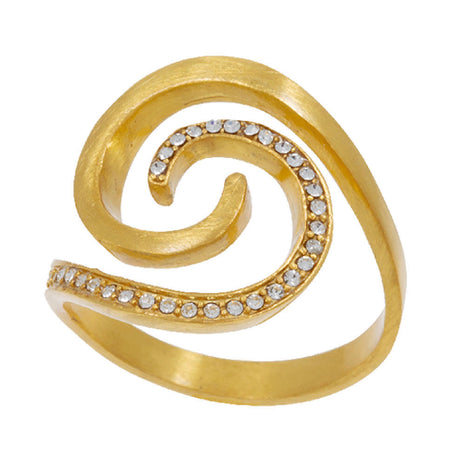 Sterling Silver Spiral Ring with Gold Plating and Zircon