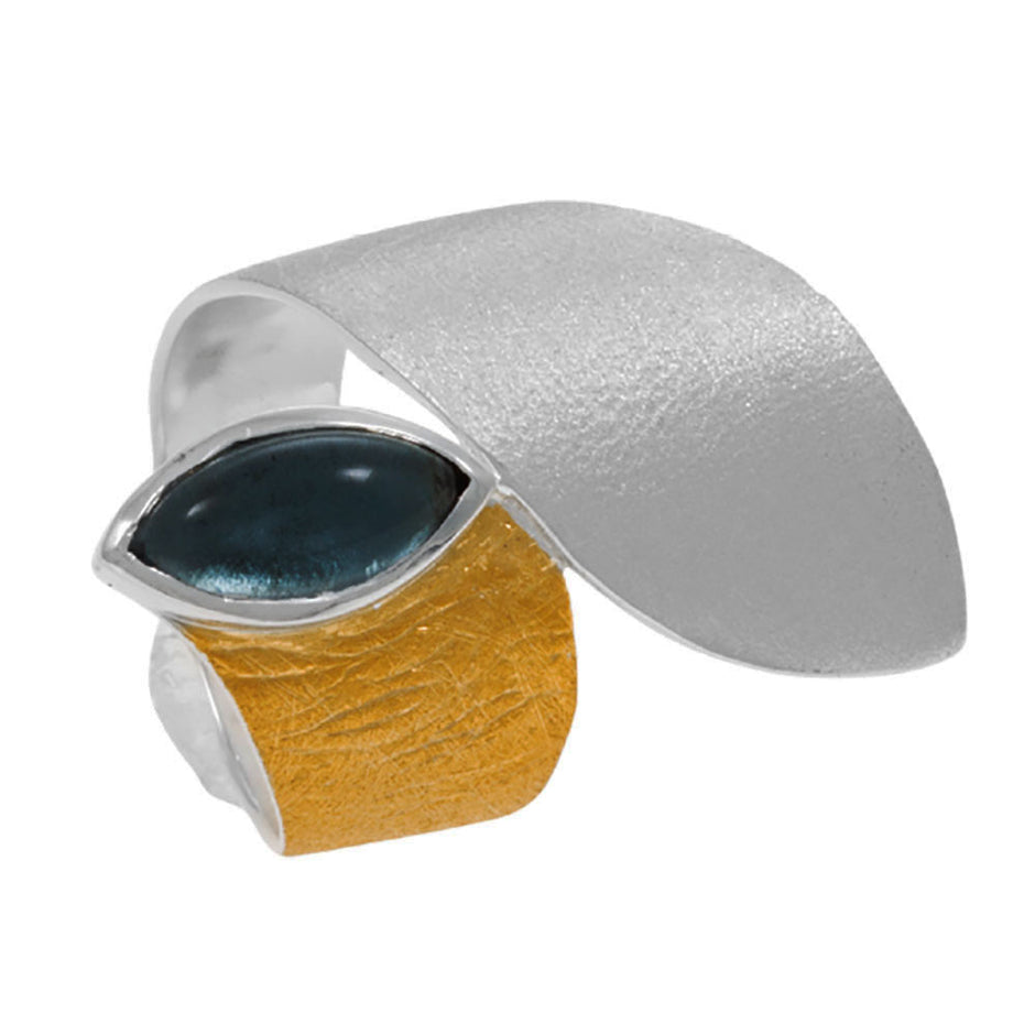 Sterling Silver Asymmetrical Ring with London Blue Topaz