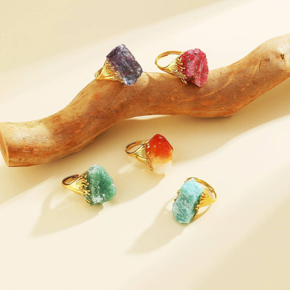 Aquamarine Statement Ring in 18K Gold-Plated Alloy