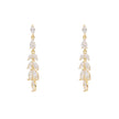 AV 925 silver leaf drop earrings with yellow plating and white zirconia, 3 cm