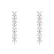 AV polished 925 sterling silver floral drop earrings with white zirconia, 4 cm