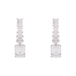AV polished 925 sterling silver drop earrings with rectangular white zirconia stones, 4 cm