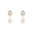 AV gold-plated 925 sterling silver teardrop zirconia earrings with pearl drops