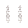 AV polished white-finish 925 sterling silver teardrop zirconia earrings with pearl drops, 5 cm