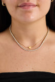 Double chain with minimalist heart and cubic zirconia