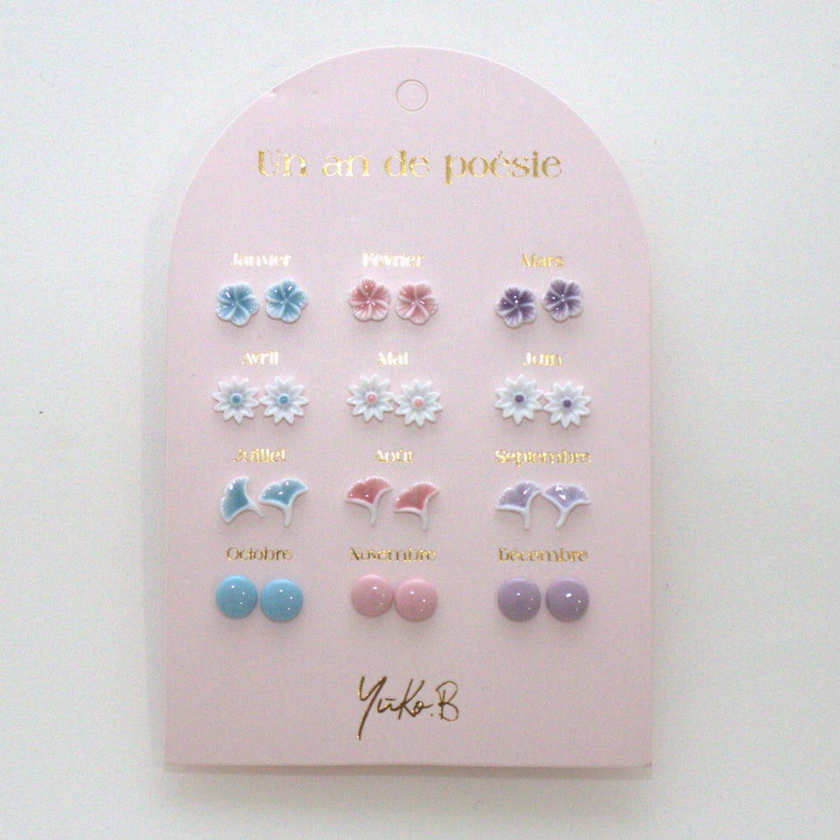 Yuko-B Kids Ceramic Stud Earrings Set – Pastel Mix (12 Pairs)