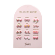Pink themed kids earrings set with stainless steel posts and ceramic details, 12 pairs
