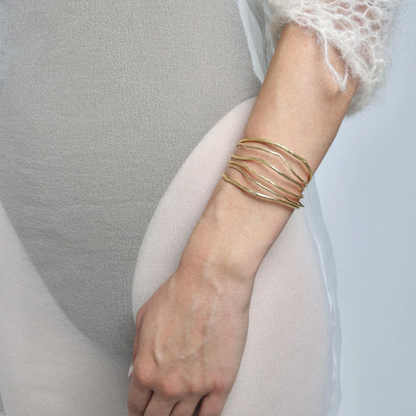 Simple Twig Sculptural Bronze Cuff Bracelet