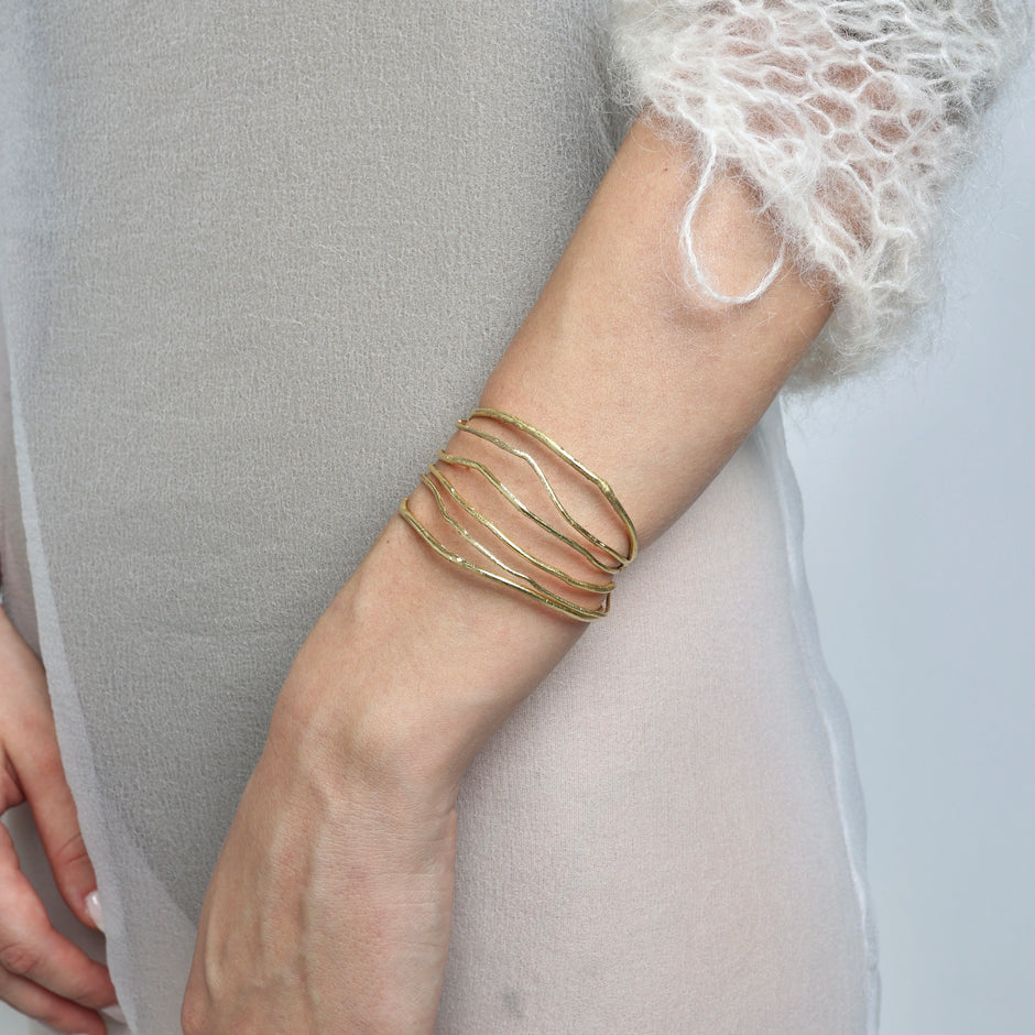 Simple Twig Sculptural Bronze Cuff Bracelet