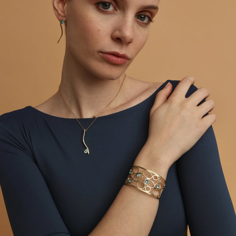 Bronze Cuff Bracelet with Multicolor Crystals