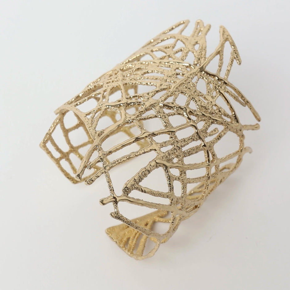 Wide Bronze Cuff Bracelet with Textured Finish