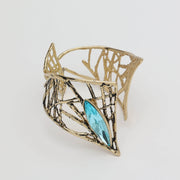 Twinkle Dark Bracelet – Bronze Cuff with Aqua Bohemica Crystal