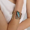 Twinkle Dark Openwork Bronze Cuff Bracelet with Aqua Bohemica Crystal