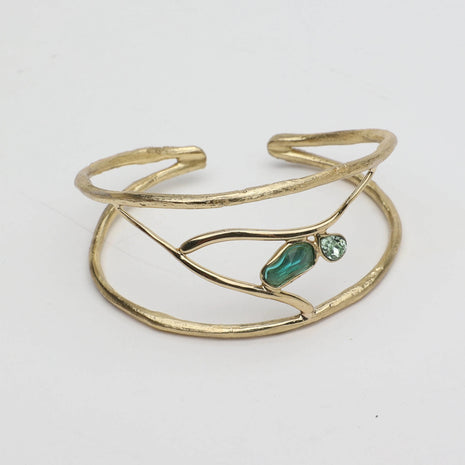 Flow Bronze Cuff Bracelet with Crystal & Resin